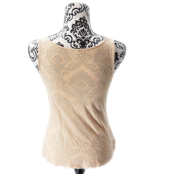 EXPRESS Vintage Y2K Elegant Beige with Metallic gold threaded crochet Top - Picture 9 of 9